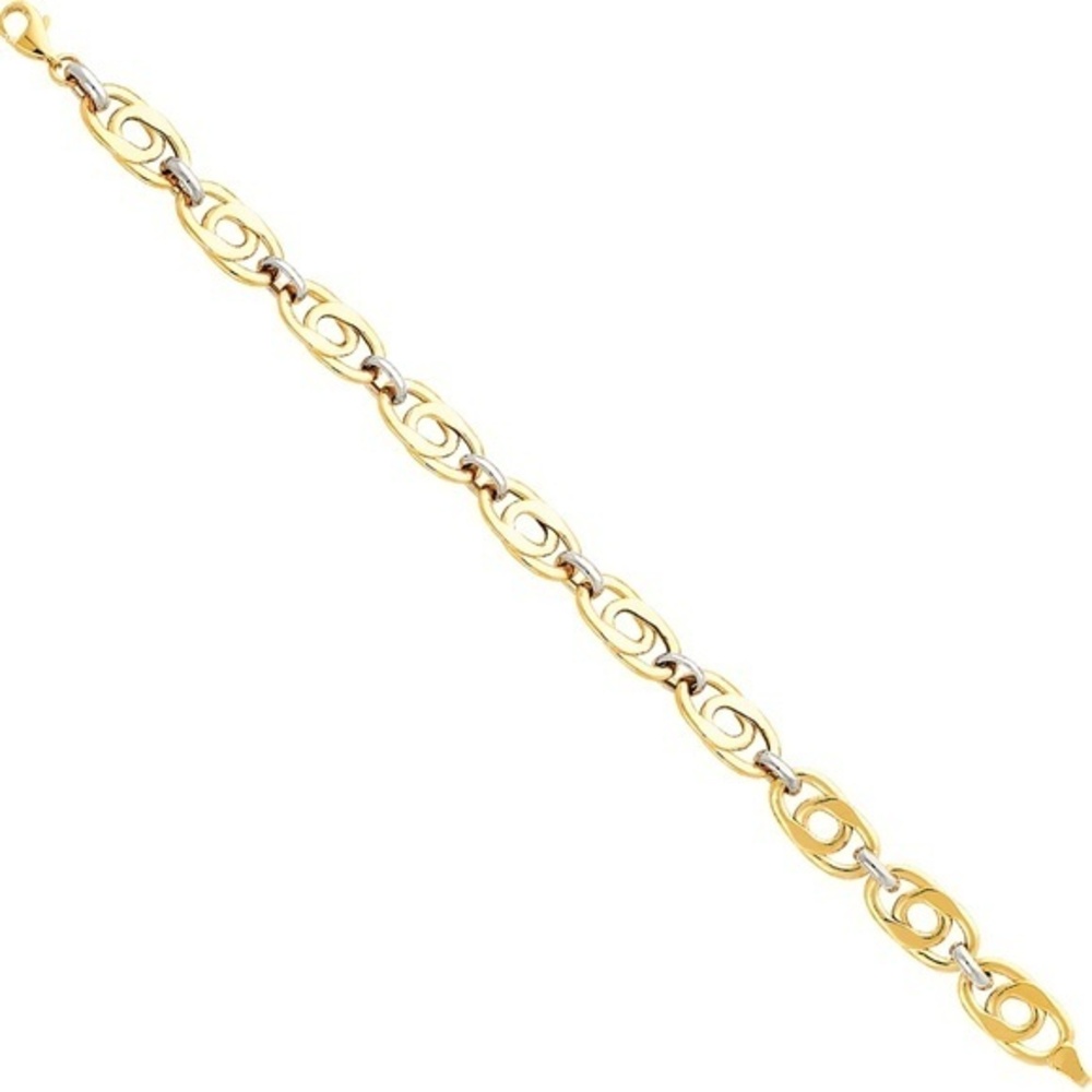 14K Solid Yellow White Gold Bracelete 7.5' inches